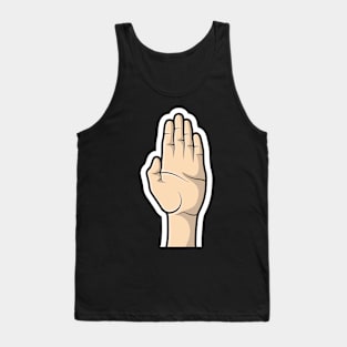 Counting People Hand Sticker vector illustration. People hand objects icon concept. Open palm showing number five sticker design logo. Tank Top